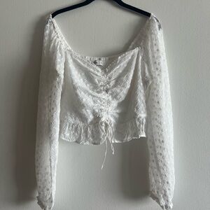 White Hollister Crop W/ Sleeves Floral